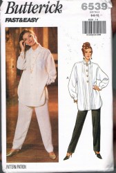 6539 EZ LOOSE TUCKS  LS SHIRT , TAPER PANTS PATTERN 12-16
